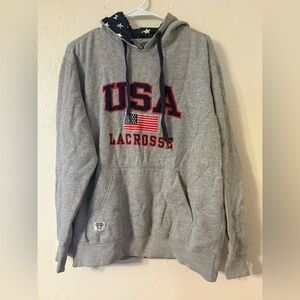 LaCrosse Gray USA Flag Hoodie Size: M